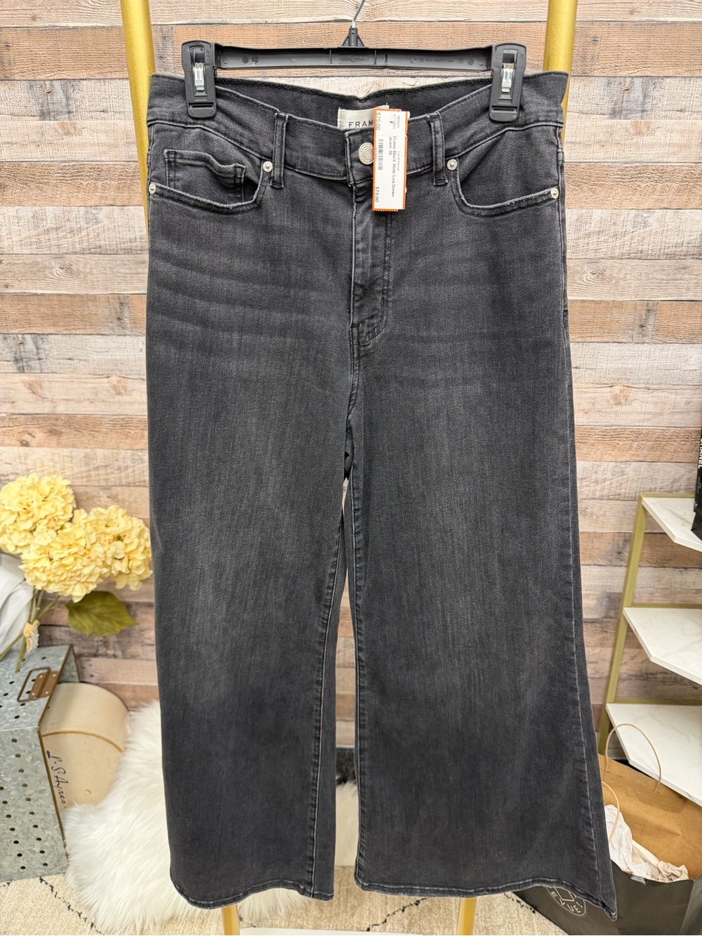 Frame Black Wide Leg Denim Jeans